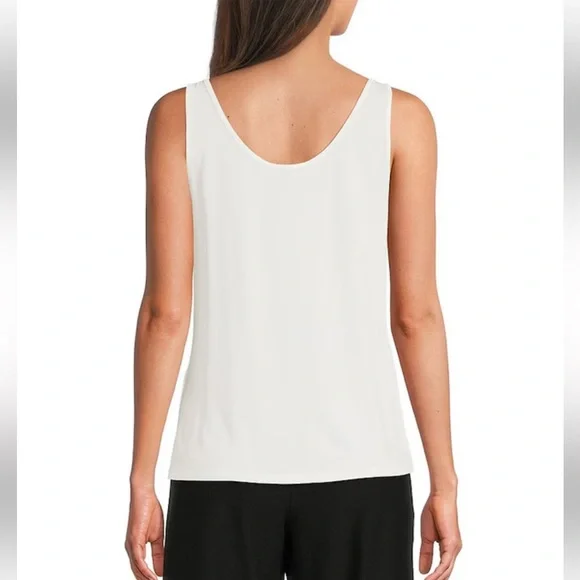 Eileen Fisher Stretch 100% Silk Tank in Ivory - Picture 2 of 9
